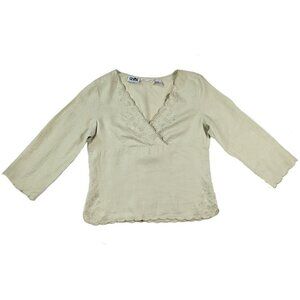 Edward Irish Linen Embroidered Blouse Size PM